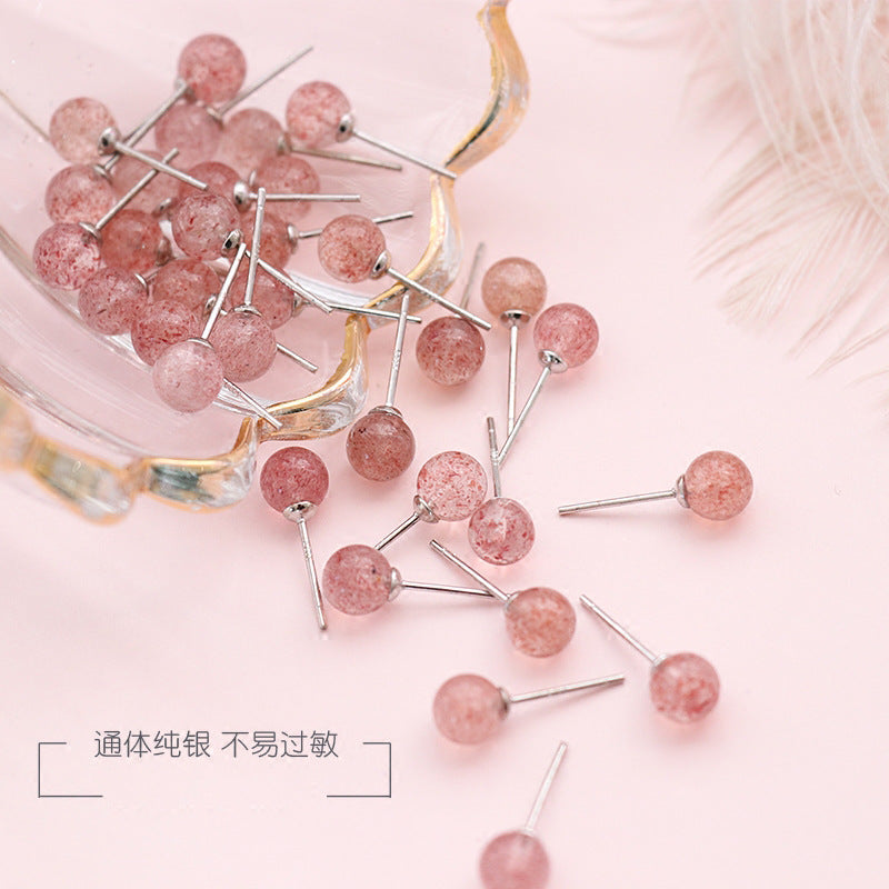 【Ae231101-5】925純銀草莓晶耳釘
