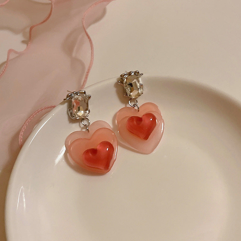 【Be231108-7】甜美可愛粉紅系壓克力麻花銀針耳環