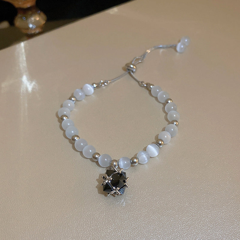 【Bb231001-10】韓版鑲鑽鋯石蝴蝶貓眼石串珠手鍊B