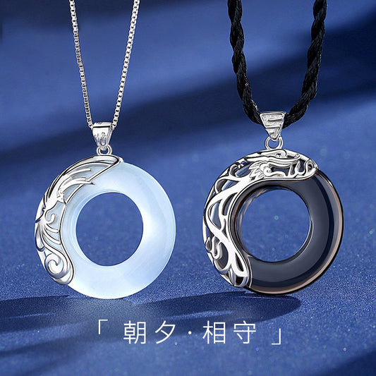【An231101-1】情人項鍊925純銀民族風貓眼石黑曜石