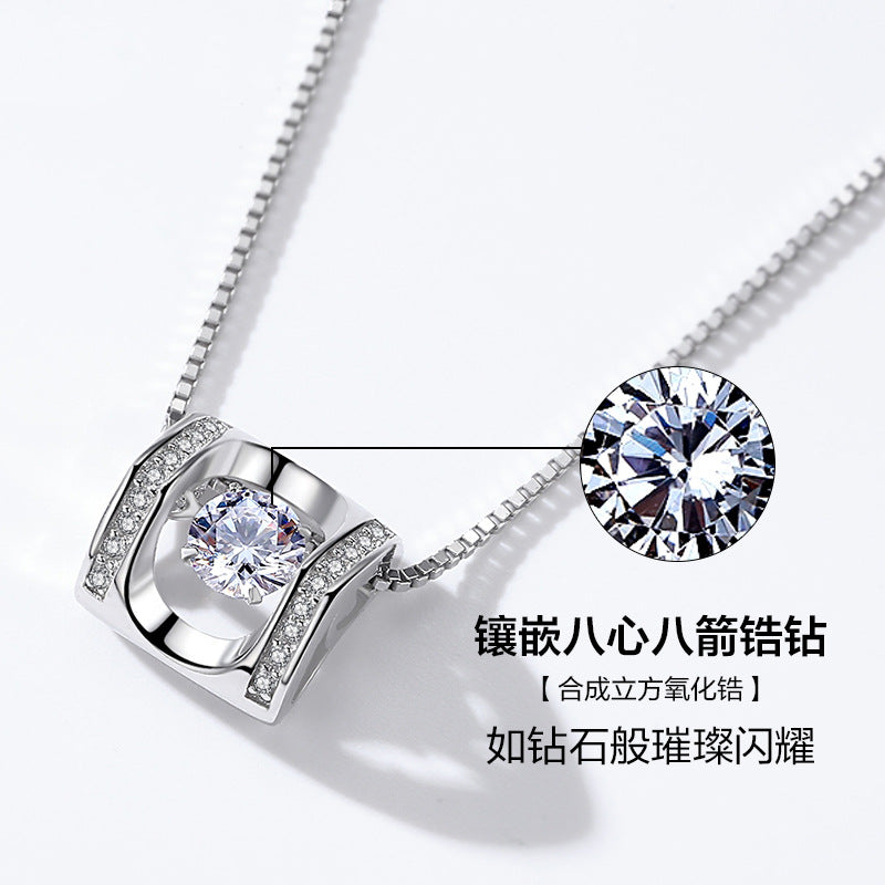 【An231001-10】S925純銀鑲鑽天使之吻靈動心形吊墬A
