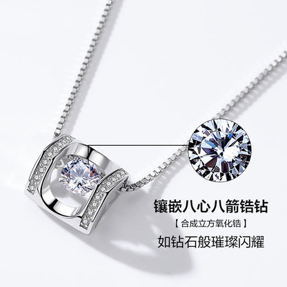【An231001-10】S925純銀鑲鑽天使之吻靈動心形吊墬A