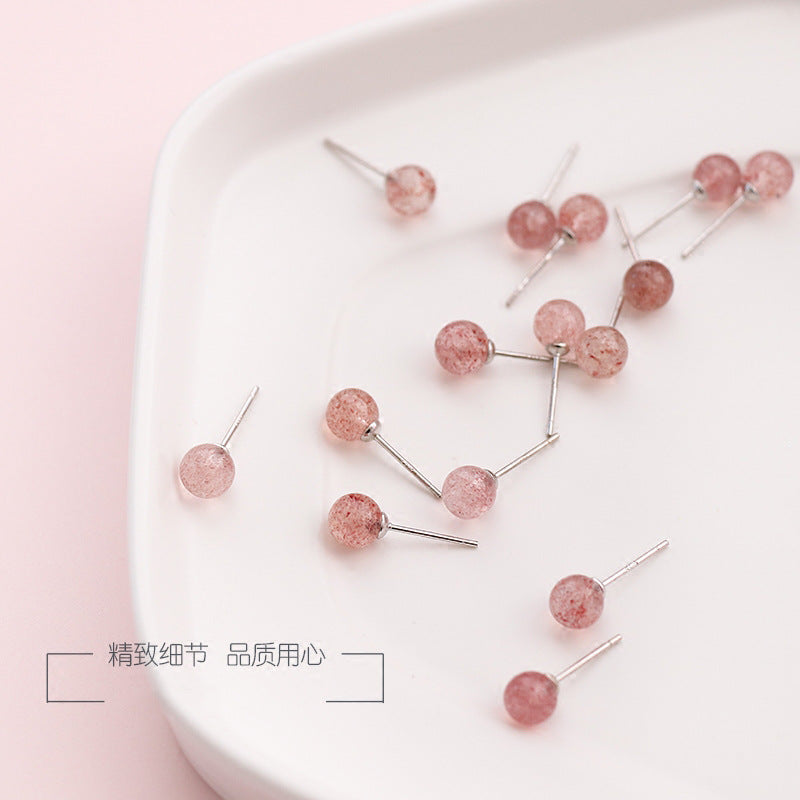 【Ae231101-5】925純銀草莓晶耳釘