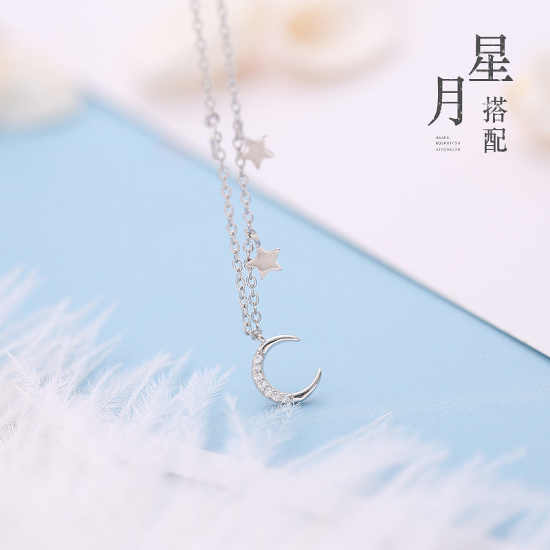 【Ab231101-4】純銀韓版星星月亮清新手鍊