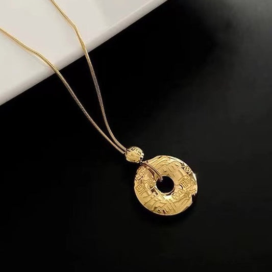 【Cn231225-3B】金幣鈦鋼鍍金毛衣鏈