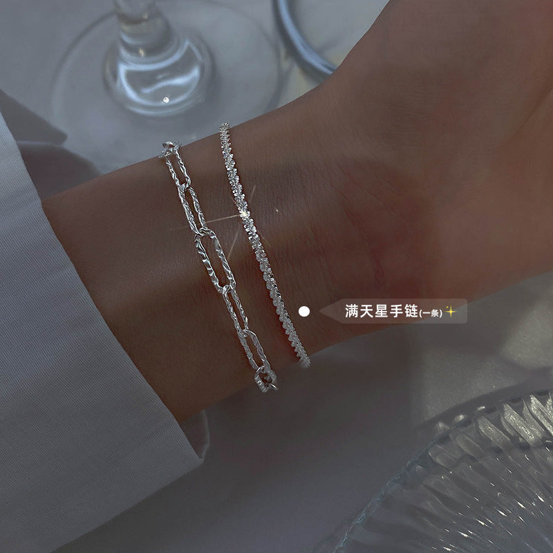 【Ab231101-6】滿天星、方塊手鍊純銀