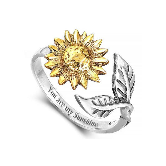 【Dr240108-25】歐美款向日葵yon are my sunshine 刻字戒指