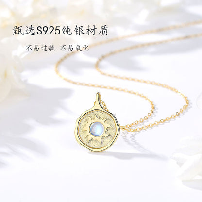 【An231001-3】太陽項鍊純銀輕奢小眾設計鎖骨鏈吊墜A