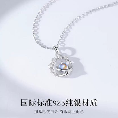 【An231001-1】925純銀冥王星與卡戎項鍊鎖骨鏈A