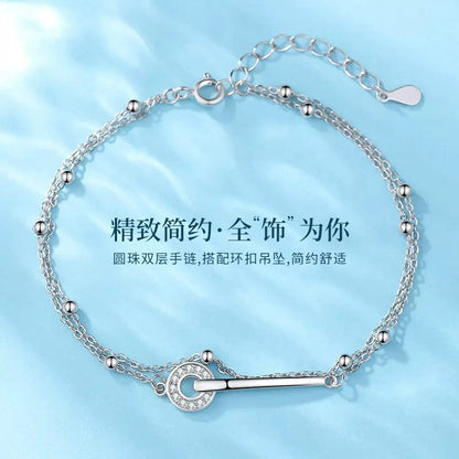 【Ab231001-9】S925純銀雙層圓環手鍊A