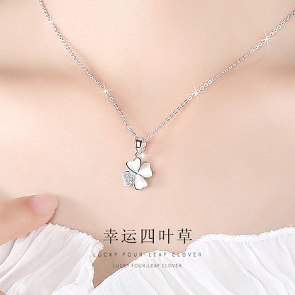 【An230801-1】 999純銀抗敏白金玫瑰金四葉草項鍊鎖骨鏈A