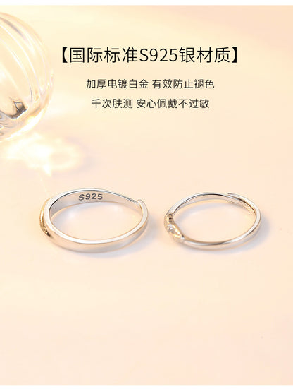 【Ar231001-5】S925純銀丘比特之羽情侶對戒開口戒A