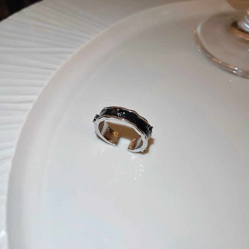 【Br231001-7】滴釉鑲鑽食指戒韓版甜酷開口戒指B