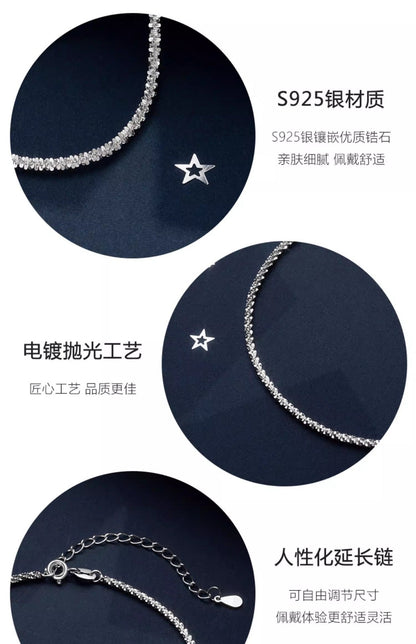 【Af231001-8】S925純銀滿天星足鍊A